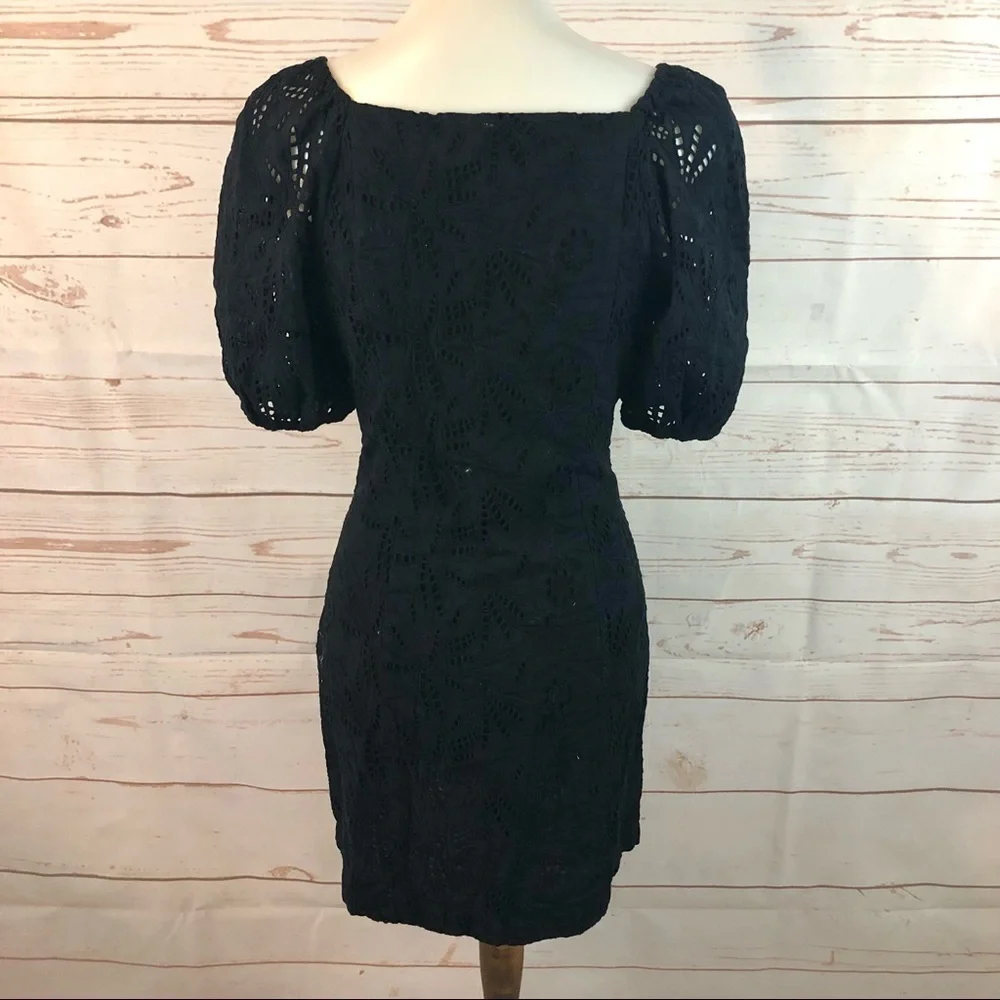 Free People Eyelet Lace Puff Sleeve Button Front Daniella Dress